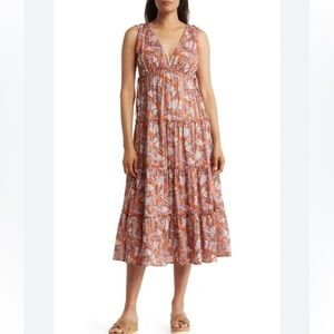 Max + Ash Floral Bohemian Midi Dress Size M